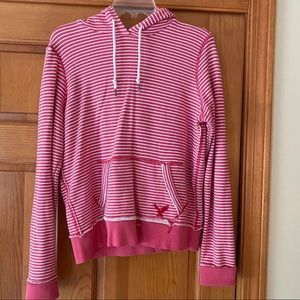 AMERICAN EAGLE Coral Striped Sweatshirt with Hood